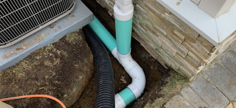 French drain being installed In New Jersey